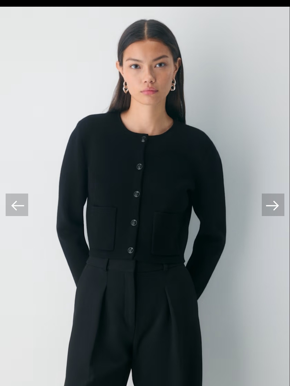 Babaton Notable Cardigan Cropped Black Button Cardigan